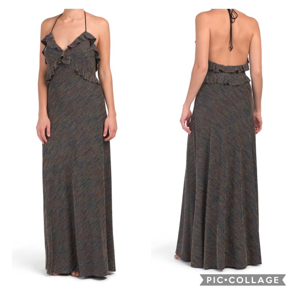 NWT Jill Jill Stuart Metallic Halter Gown